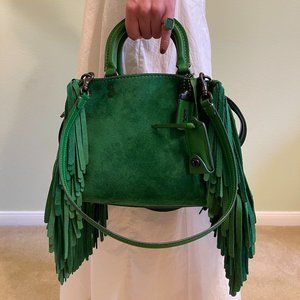 Coach 1941 Green Suede Fringe Rogue 25 Handbag